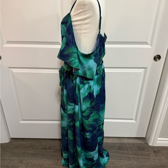 SHEIN Blue and Green A-Line Maxi Skirt with Tie Front - Picture 9 of 15